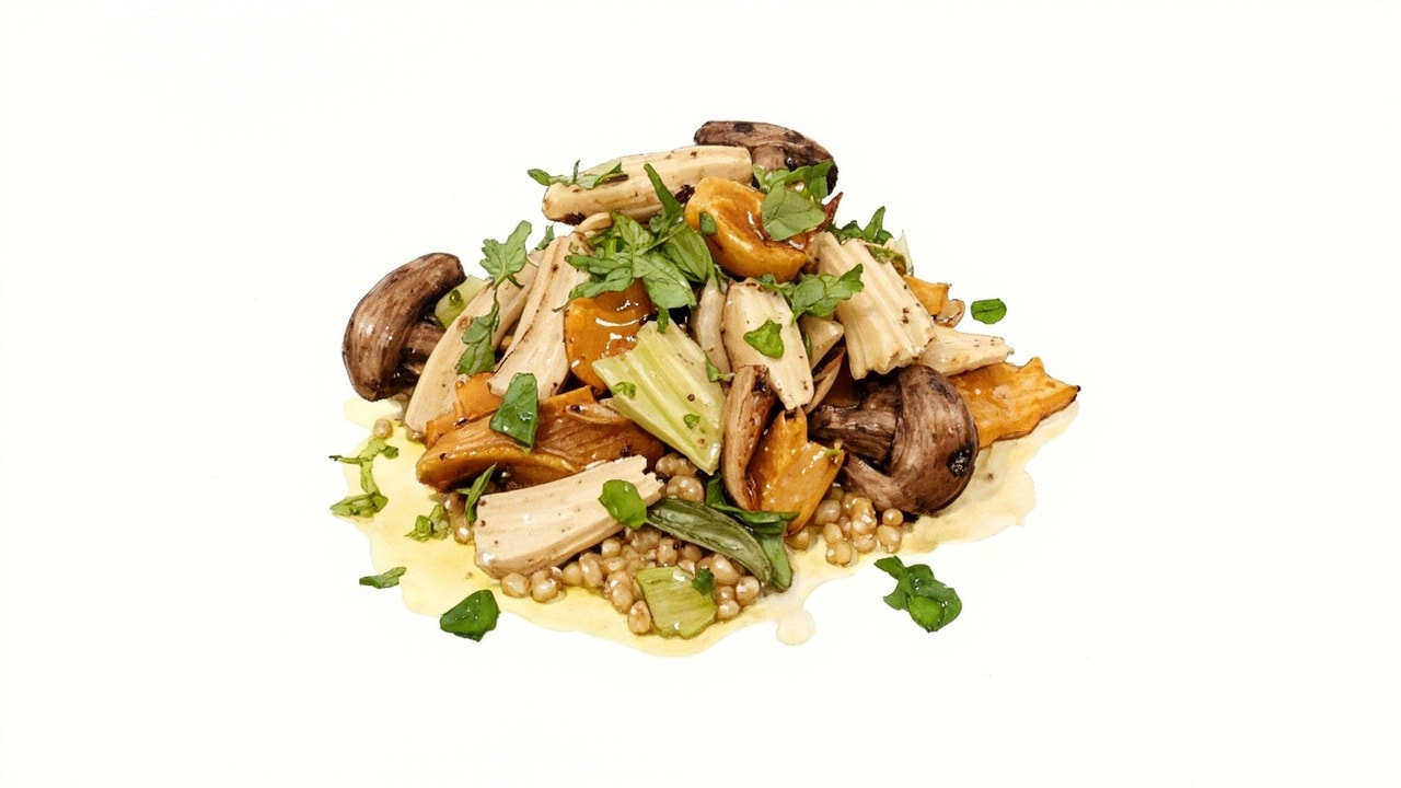 Toasted Barley and Celery Root Salad with Scallion Vinaigrette