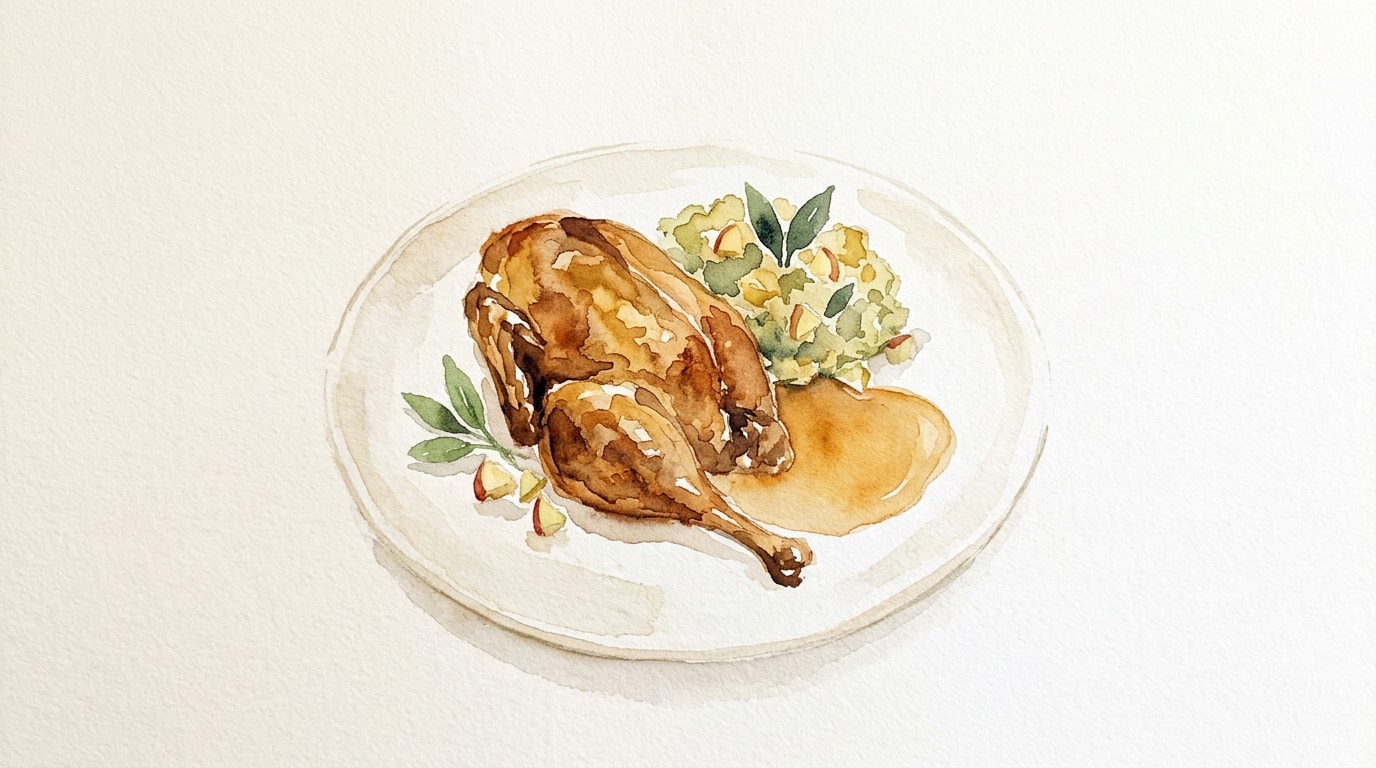 Traditional Roast Goose With Apple And Sage Stuffing And Cider Gravy