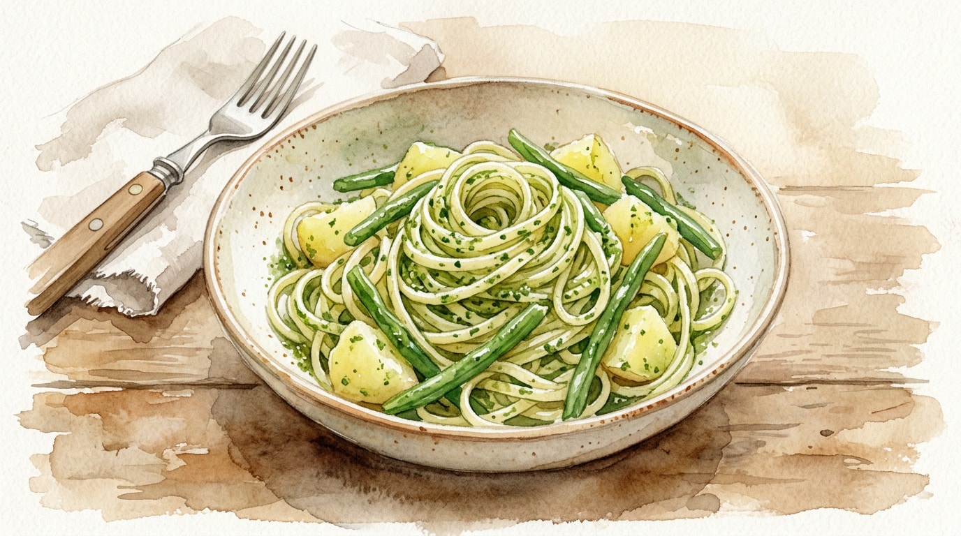 Trenette al Pesto con Patate e Fagiolini