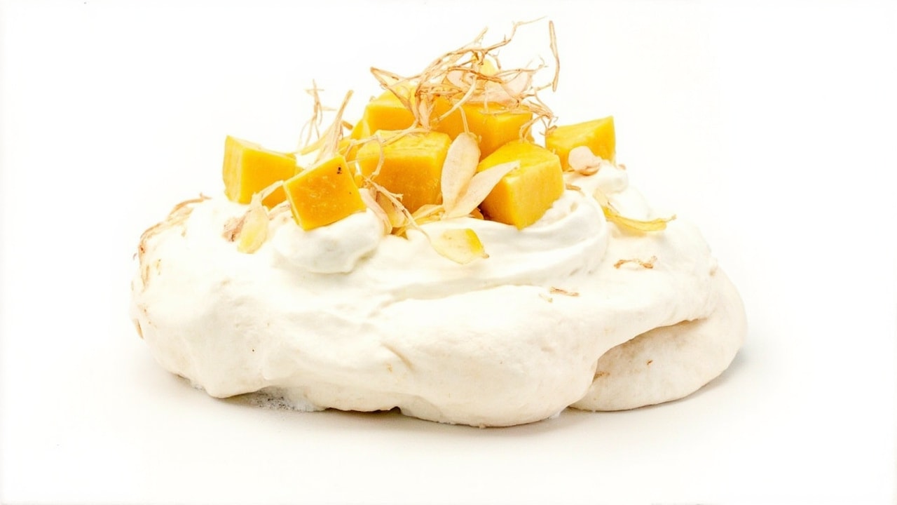 Tropical Pavlova with Mango and Passion Fruit