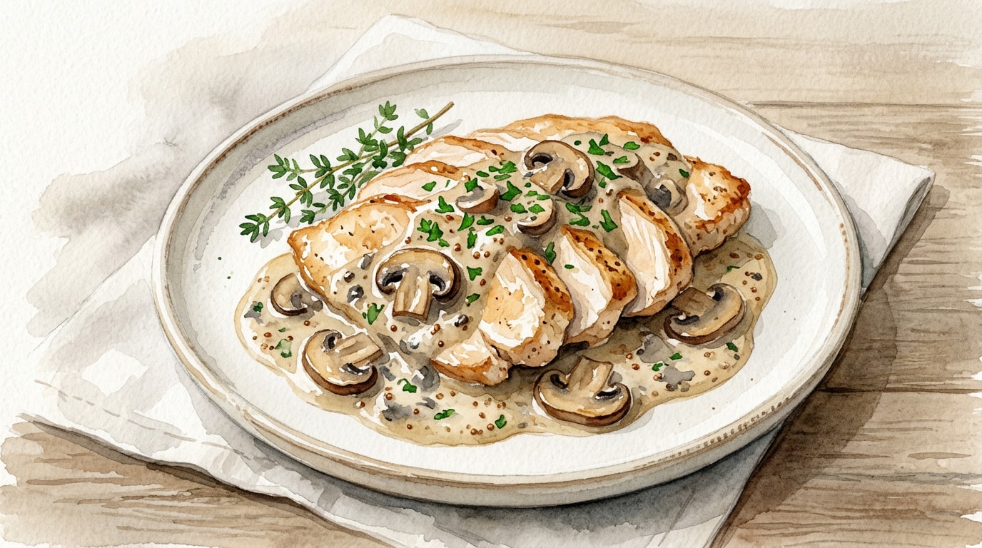 Turkey Breast Escalopes with Mushroom Dijon Cream Sauce