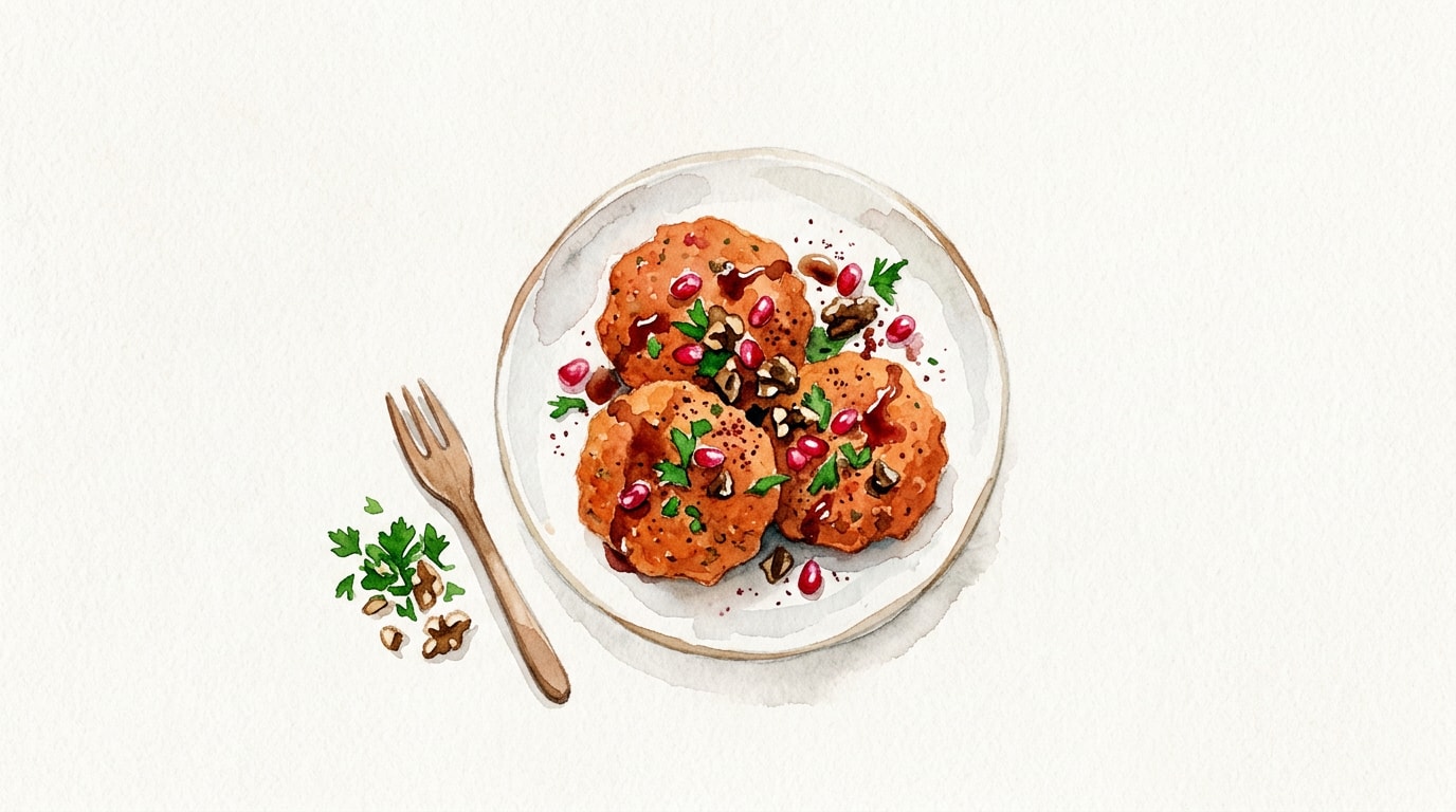 Turkish Red Lentil Köfte with Walnuts and Pomegranate