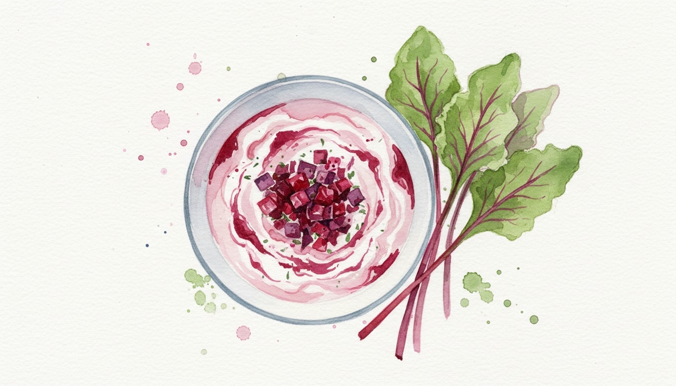 Turkish Tarator Sauce with Beets and Beet Greens