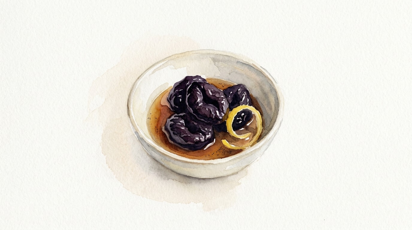 Vanilla and Lemon Wine-Poached Prunes