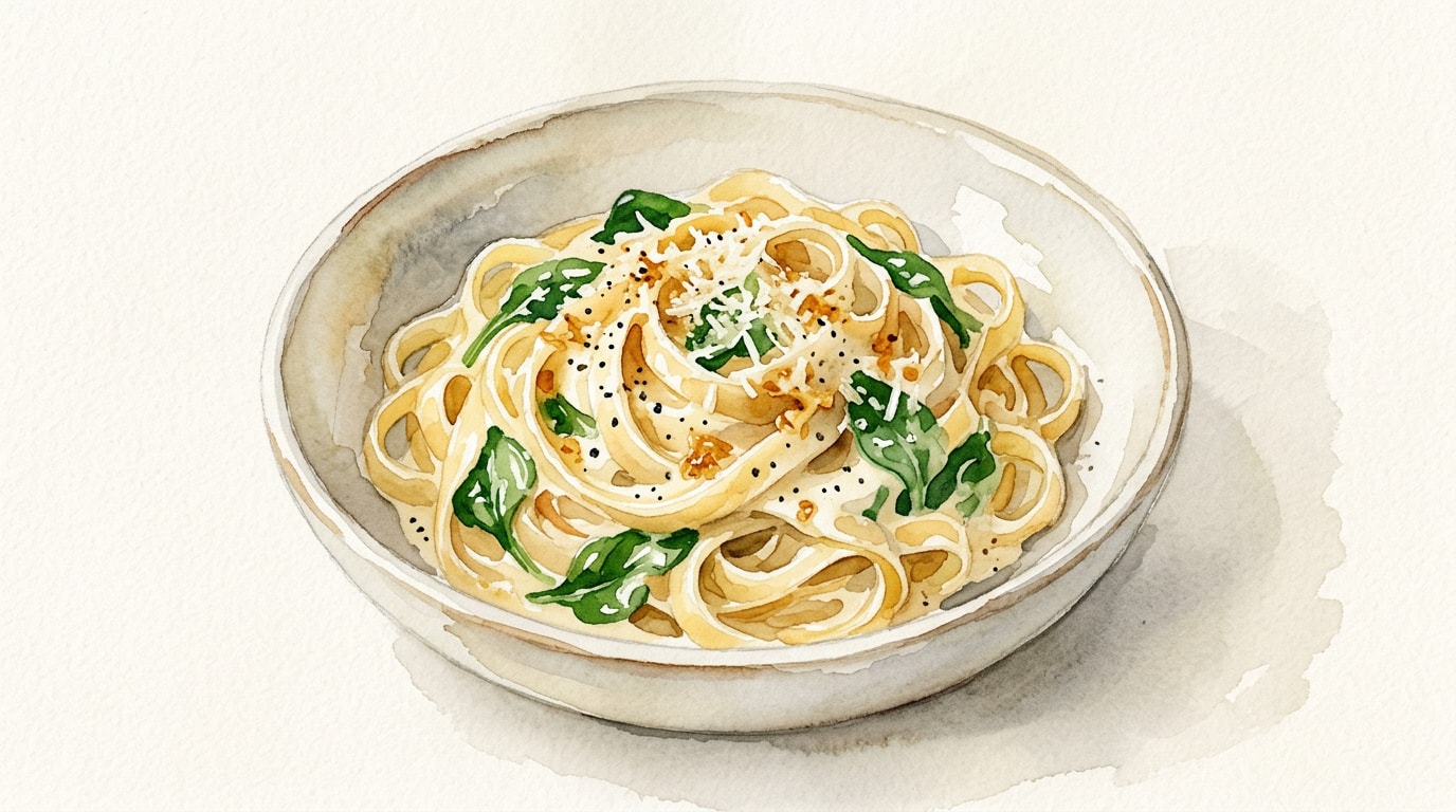 Vegetarian Smoked Cheese And Spinach Carbonara
