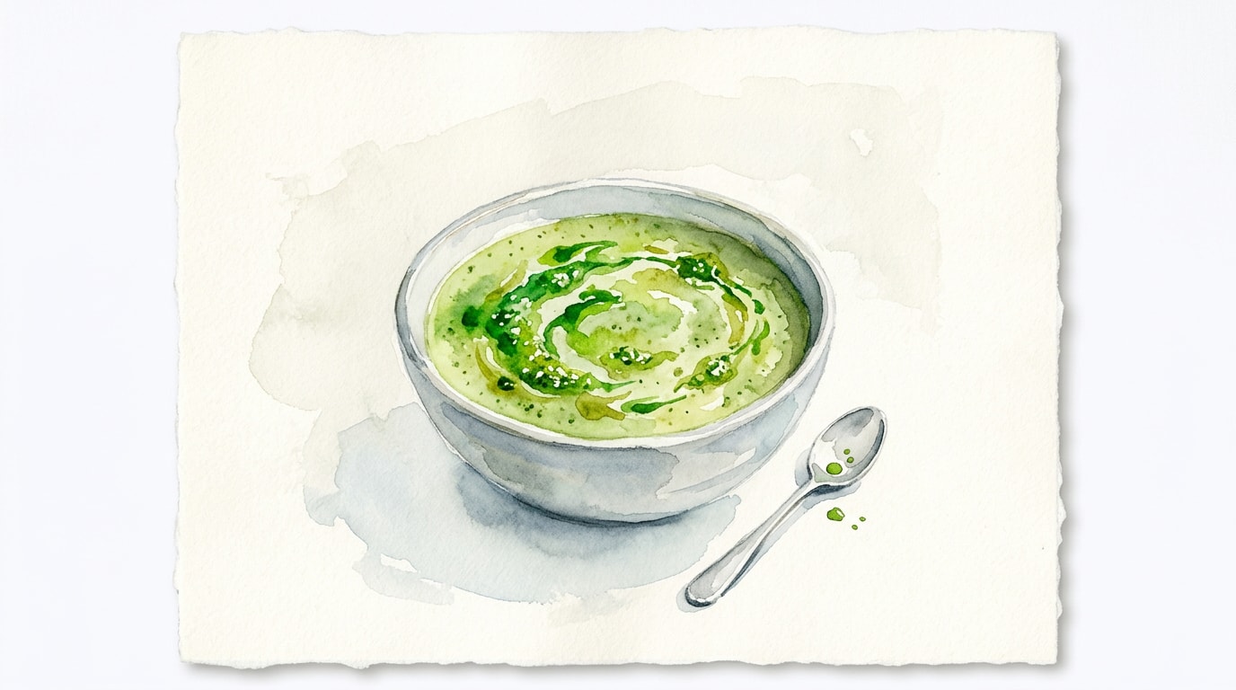 Vibrant Broccoli Potato Potage with Basil Pistou