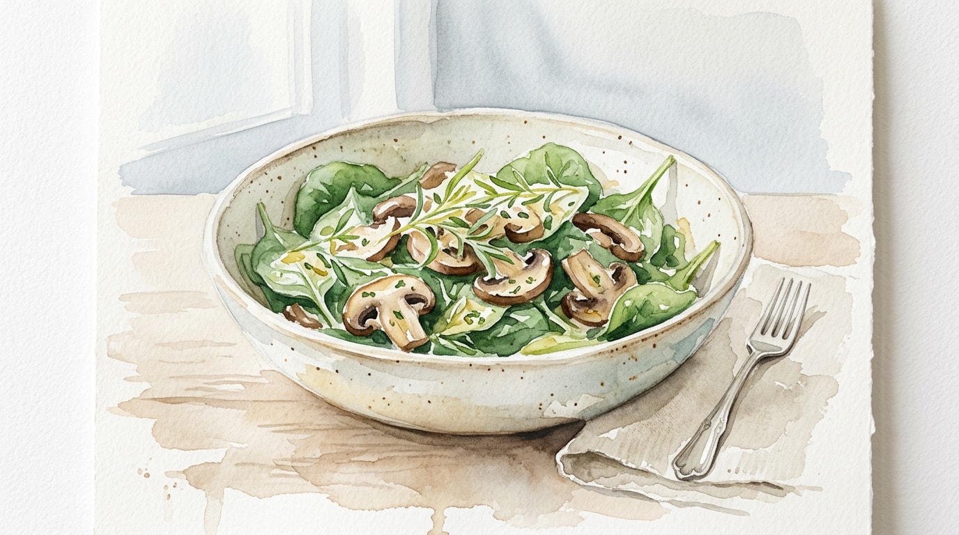 Warm Tarragon Spinach And Mushroom Salad