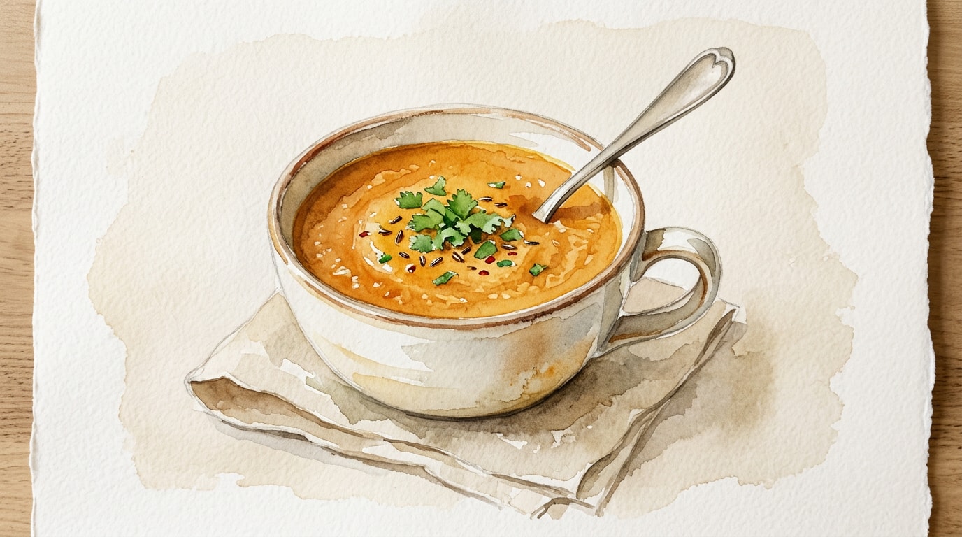 Warming Spiced Sweet Potato and Red Lentil Soup