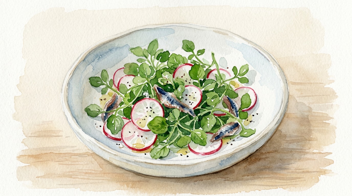 Watercress And Radish Salad With Vinegar-Cured Anchovies