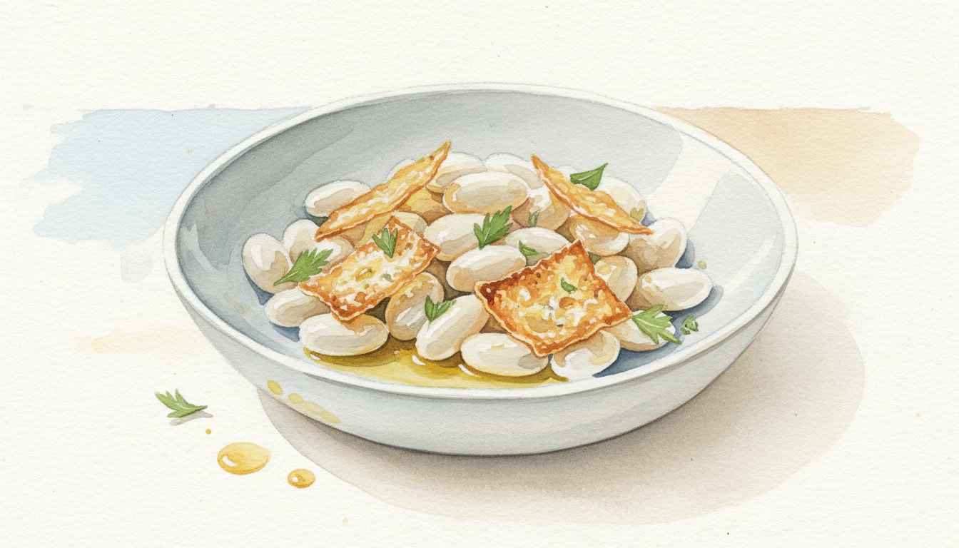 White Bean Salad with Crispy Cheese