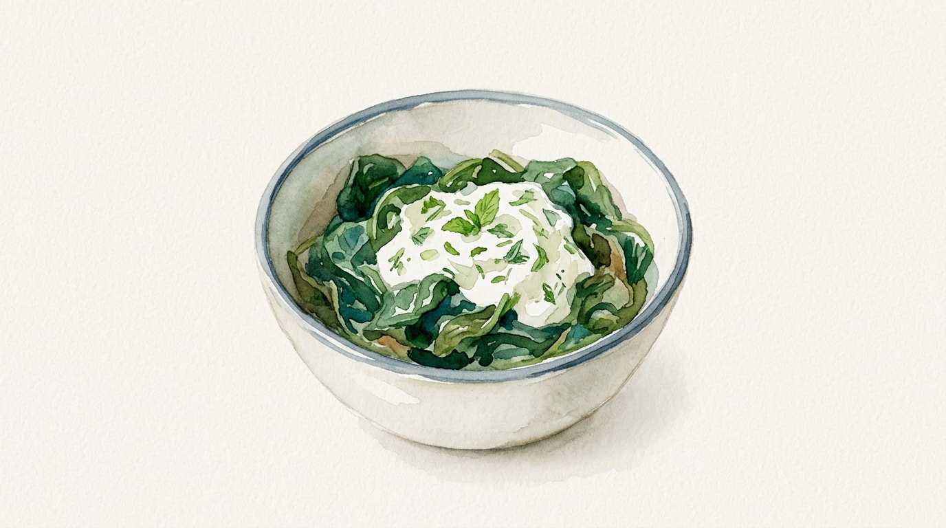 Wilted Spinach With Minted Yogurt Sauce