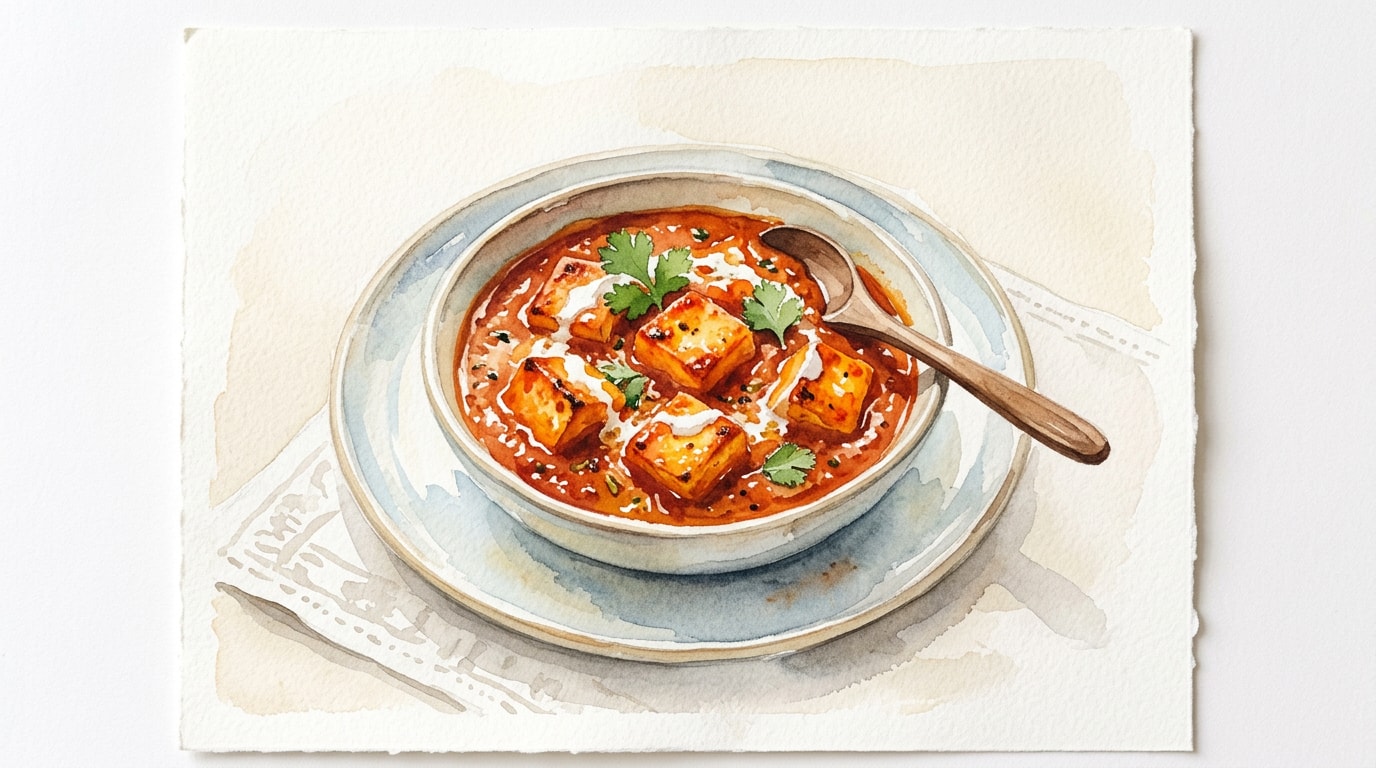 Yogurt-Roasted Paneer In Tomato Curry