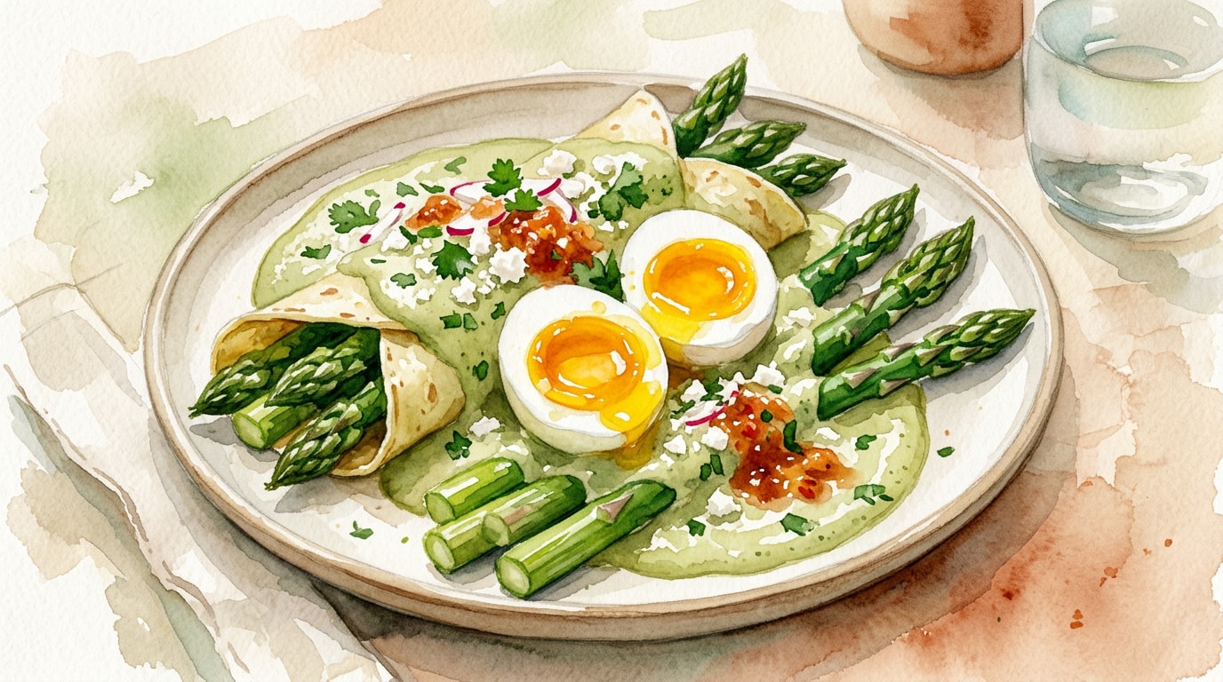 Yucatan-Style Asparagus and Jammy Egg Papadzules