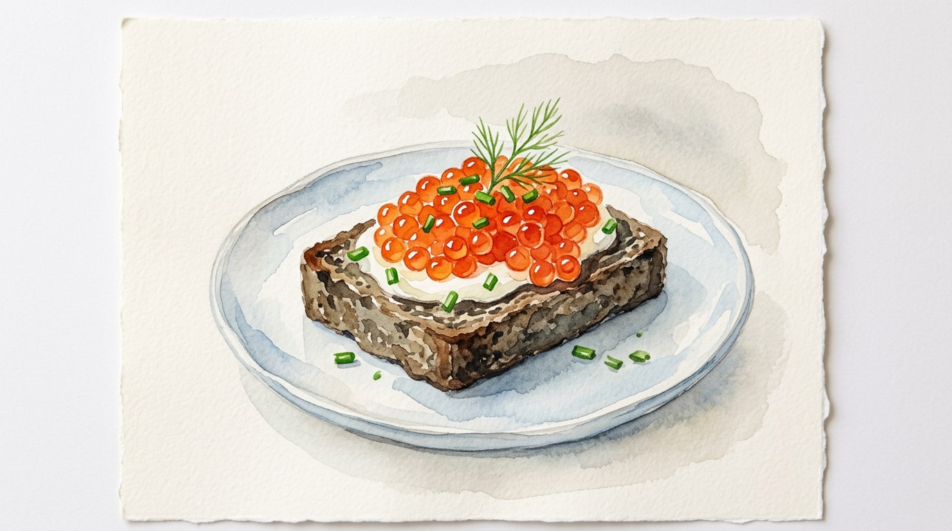 Zakuski-Style Salmon Caviar on Dark Rye